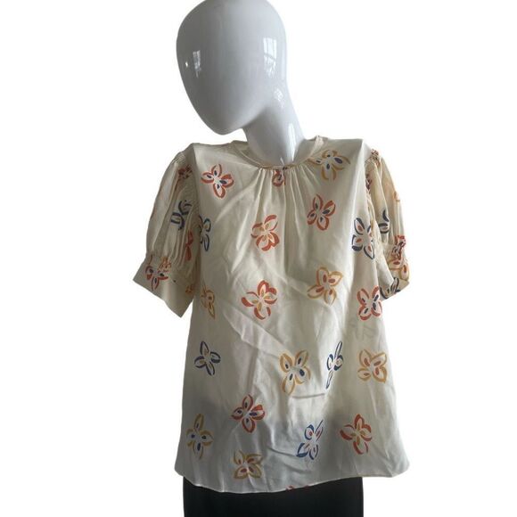 Rebecca Taylor Flame Fleur Silk Blouse - Picture 4 of 11